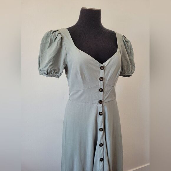 ASTR The Label Pippa Dress Mint Linen Milkmaid Peasant Cottagecore Maiden Small - Picture 3 of 12
